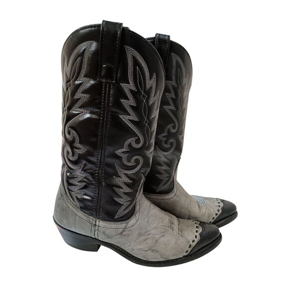 Laredo Other - Laredo Western Boot Mens Size 10D Black Gray Pointed Toe Lizard Print Wingtip